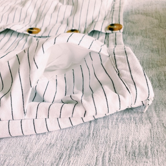 White Skirt with Black Stripes & Tortoise Buttons - Picture 5 of 16